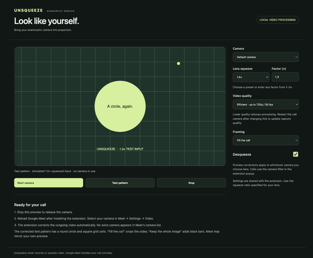 Unsqueeze: Anamorphic Webcam Correction for Google Meet